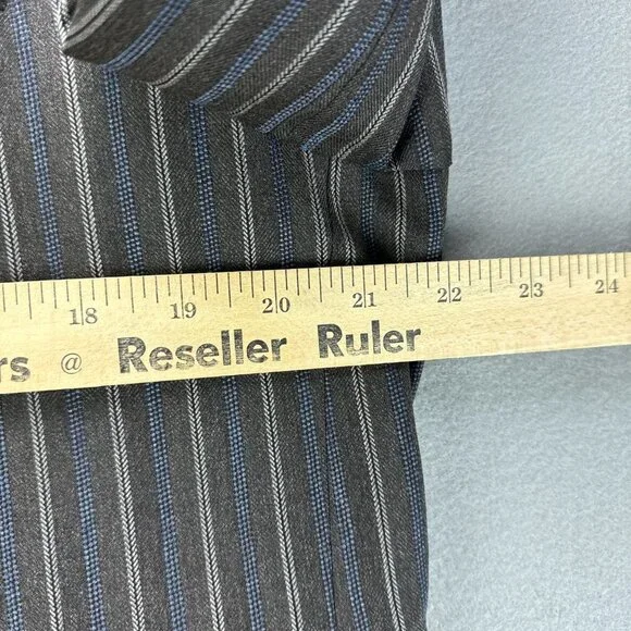Mabro Suit Mens IT 54L‎ US 44L 2PC 34x30.5 Brown Blue Striped Wool Super 100s
